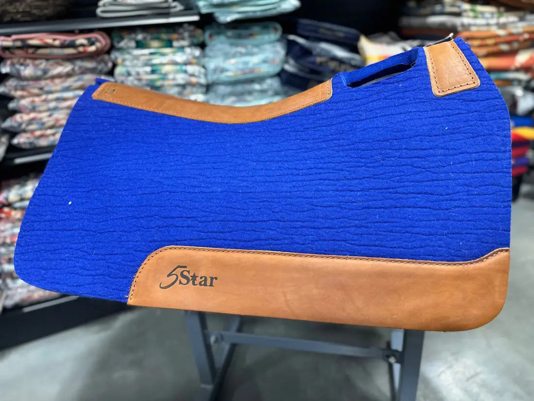 5 Star Barrel Racer Saddle Pad (Multiple Options Available) 30X28 3/4’’ Royal Blue w/ Plain Wear Leathers / 30’’ X 28’’