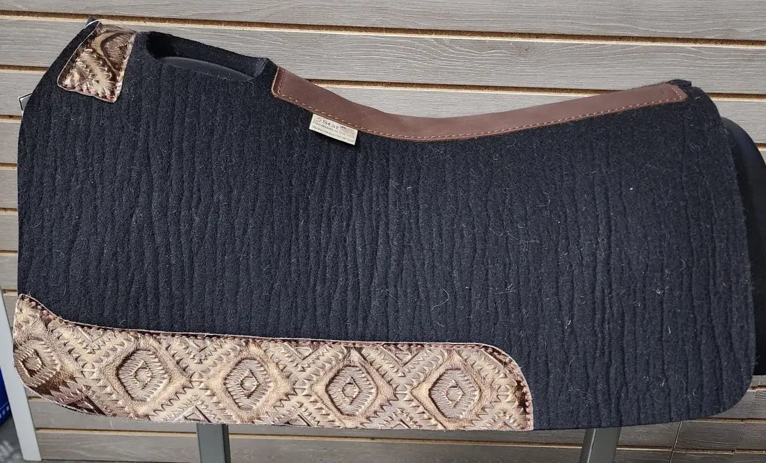 5 Star Barrel Racer Saddle Pad (Multiple Options Available) 30X28 7/8’’ Black w/ Copper Aztec Wear Leathers / 30’’ X