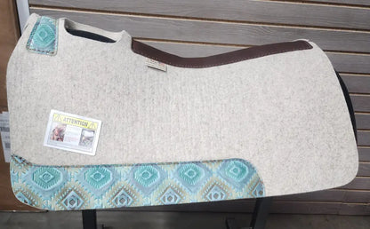 5 Star Barrel Racer Saddle Pad (Multiple Options Available) 30X28 7/8’’ Natural w/ Aztec Cyan Wear Leathers / 30’’ X