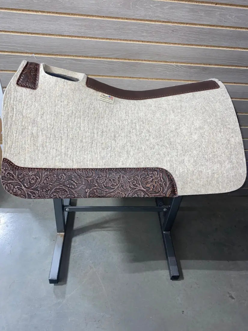 5 Star Barrel Racer Saddle Pad (Multiple Options Available) 30X28 7/8’’ Natural w/ Brown Cowboy Tool Wear Leathers