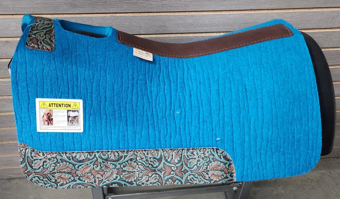5 Star Barrel Racer Saddle Pad (Multiple Options Available) 30X28 7/8’’ Turquoise w/ Turquoise Brown Cowboy Tool Wear