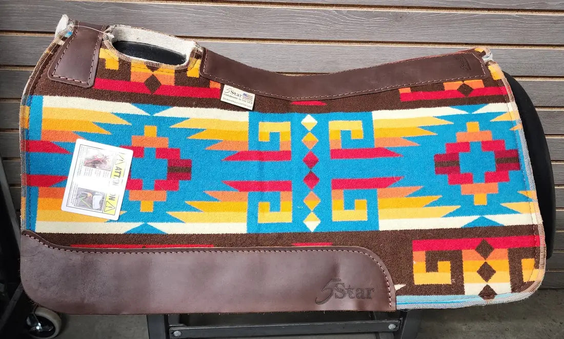 5 Star Rio Rancho Turquoise Signature Top Saddle Pad (Made with Real Pendleton Fabric) 30’’ X 28’’ / 3/4’’ Saddle Pad