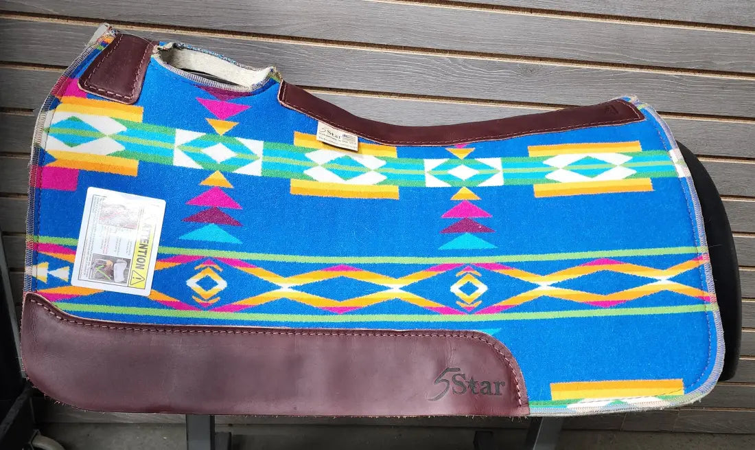 5 Star San Gabriel Blue Signature Top Saddle Pad (Made with Real Pendleton Fabric) 30’’ X 28’’ / 7/8’’ / 2 Saddle Pad