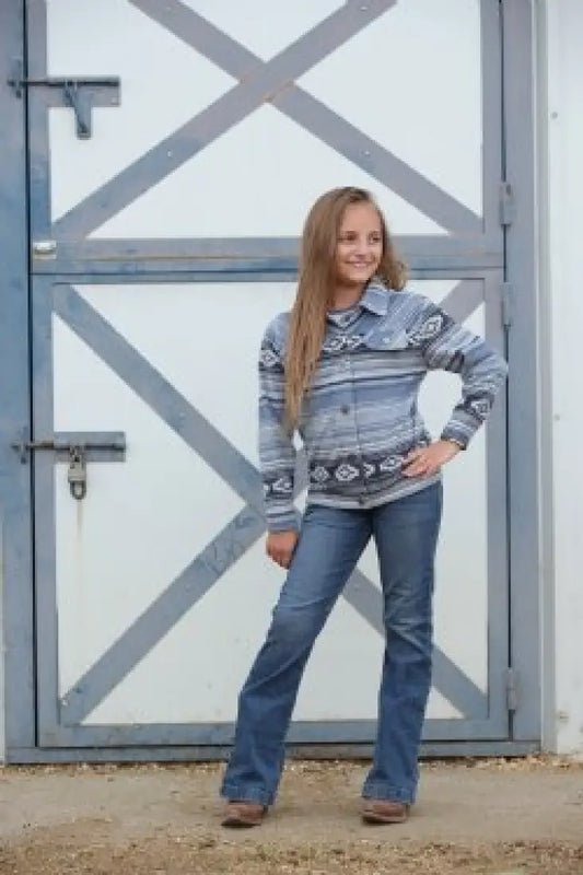 Cruel Girl’s Aztec Fleece Blue Jacket Large Sale Girl’s Coat