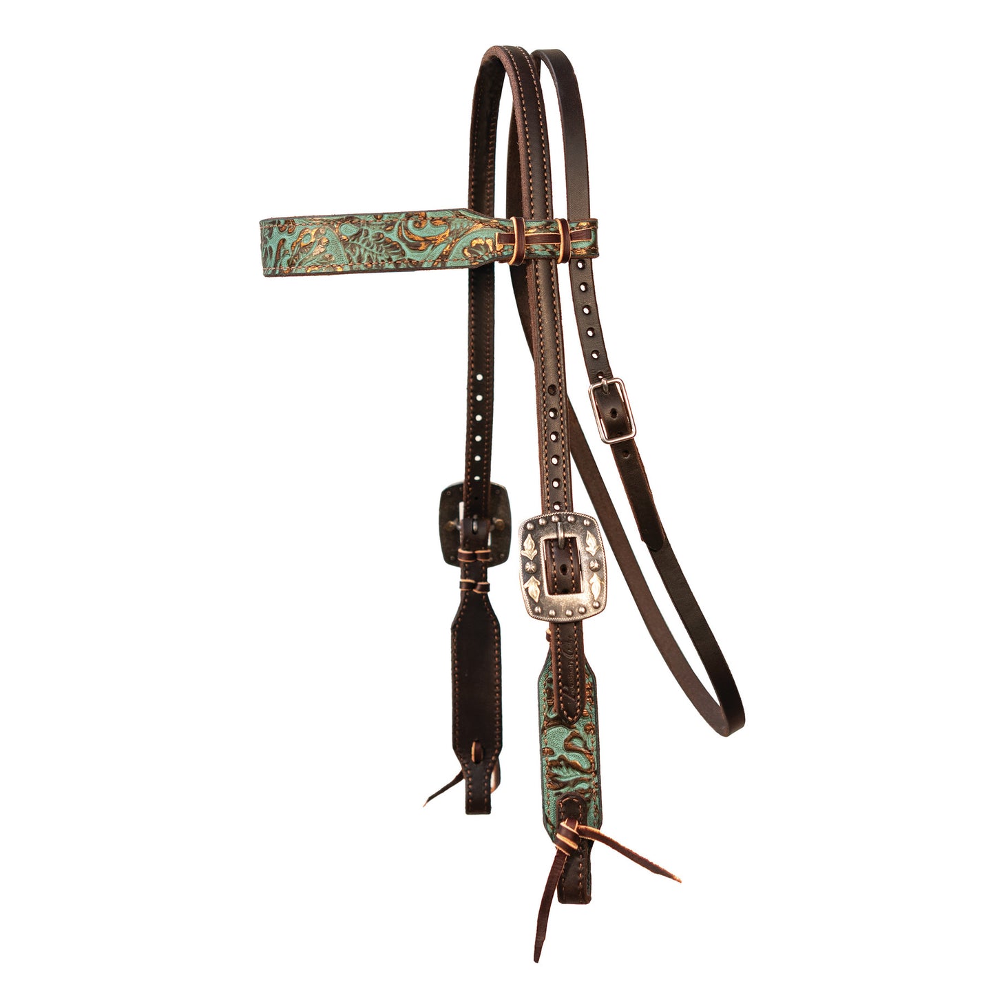 Professional's Choice Tapered Browband Headstall Copper/Emerald 5/8"