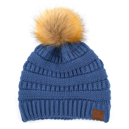 C.C Beanie with Faux Fur Pom