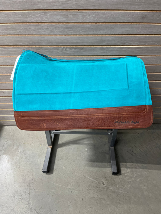 SaddleRight Legacy Saddle Pad 29" x 32" - Jade Suede & Mahogany Grizzly