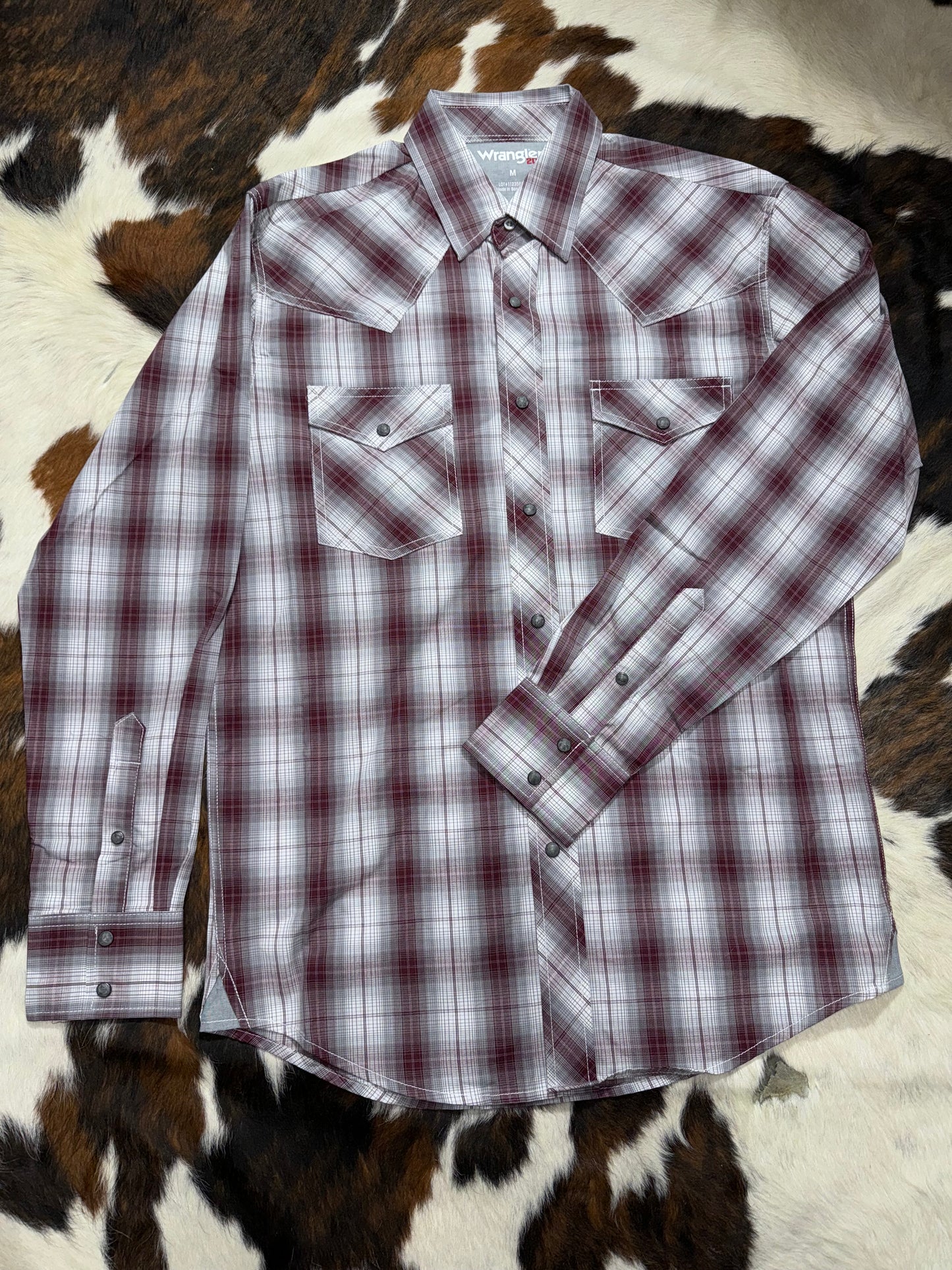 Wrangler Men's 20X Red & Gray Plaid Western Shirt