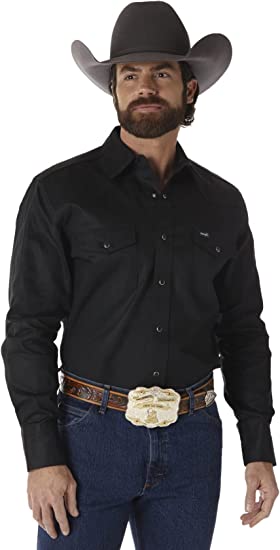 Wrangler Men's Big & Tall Cowboy Cut Western Black Work Shirt