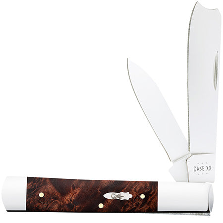 Case Brown Maple Burl Wood Smooth Razor Knife