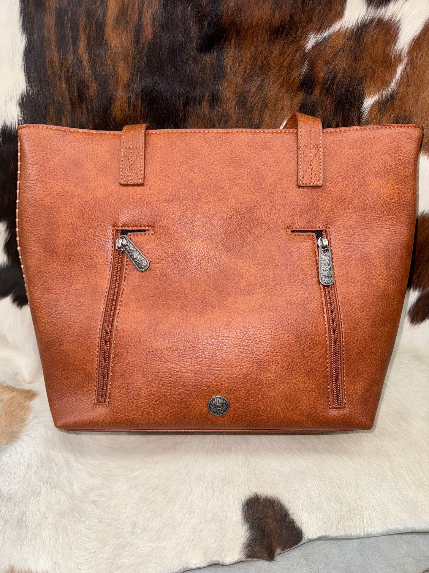 Justin Burnished Tooled Embossed Tote