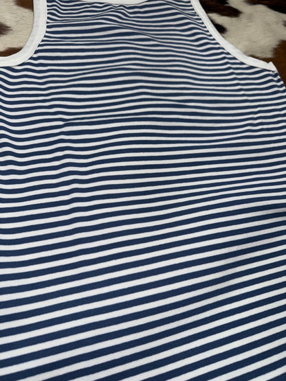 Michelle Mae Women's Classic Blue & White Stripe Tank Top