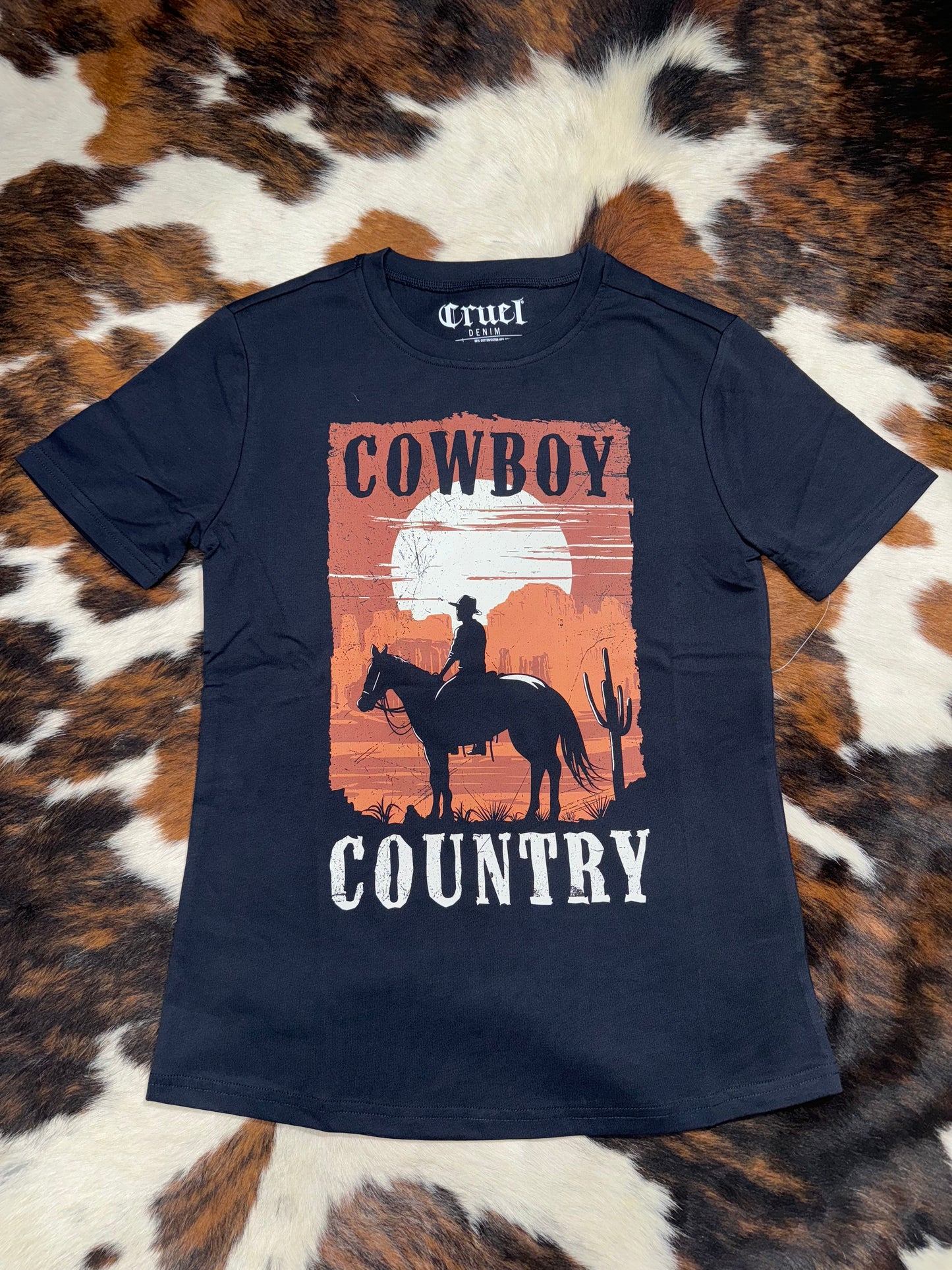 Cruel Women's Black Cowboy Country T-Shirt