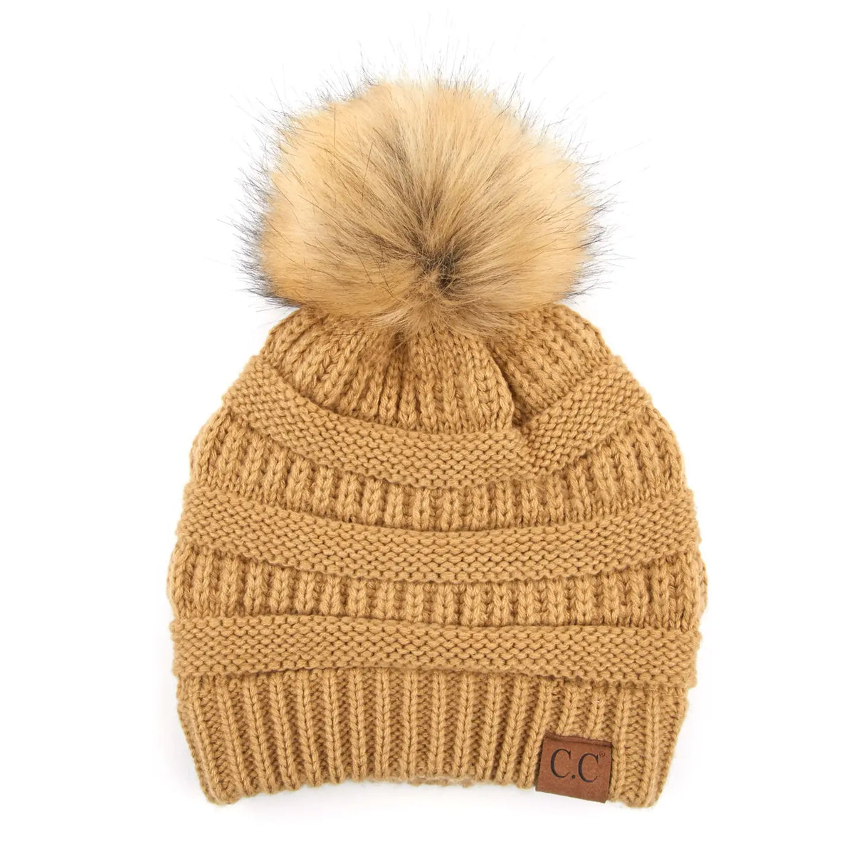C.C Beanie with Faux Fur Pom