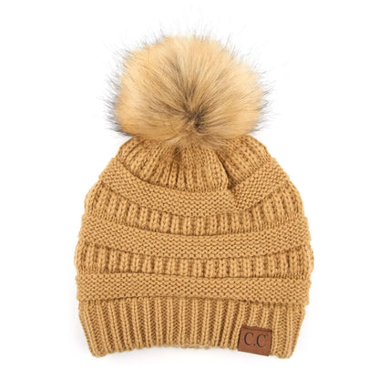 C.C Beanie with Faux Fur Pom