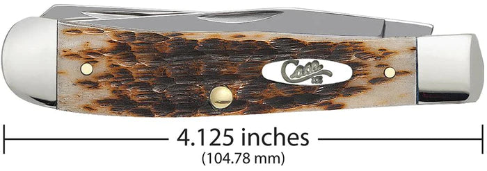 Case Amber Bone Peach Seed Jig Trapper Knife