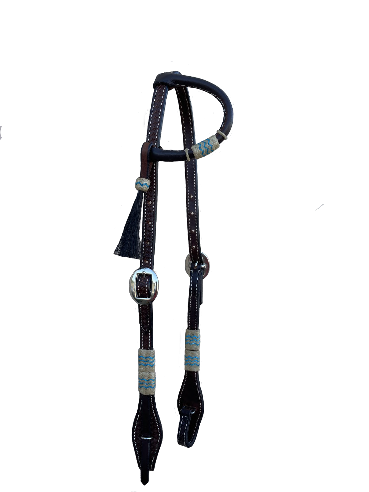 CST One Ear Headstall - Chocolate with Braided Rawhide