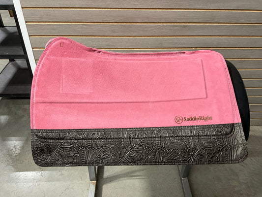 SaddleRight Legacy Saddle Pad 28" x 32" - Rose Suede & Chocolate Floral
