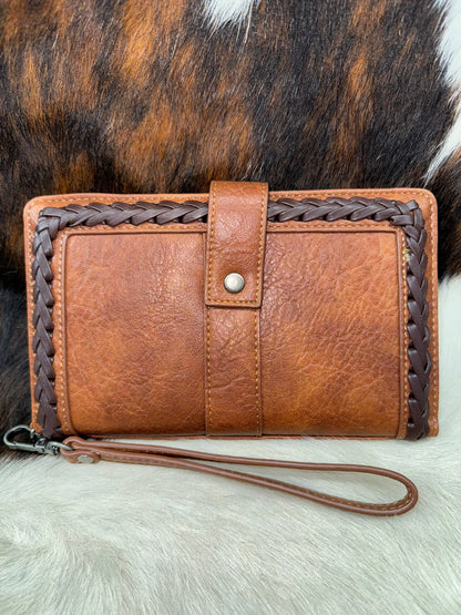 Justin Large Tan Braided Wallet