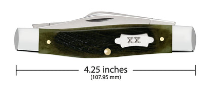 Case Olive Green Bone Sawcut Jig Large Stockman Knife