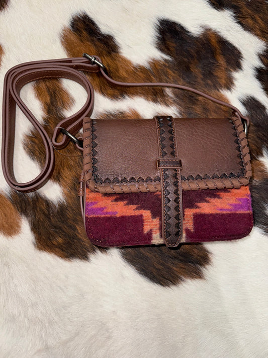 Justin Small Wooly Purple Aztec Crossbody Purse