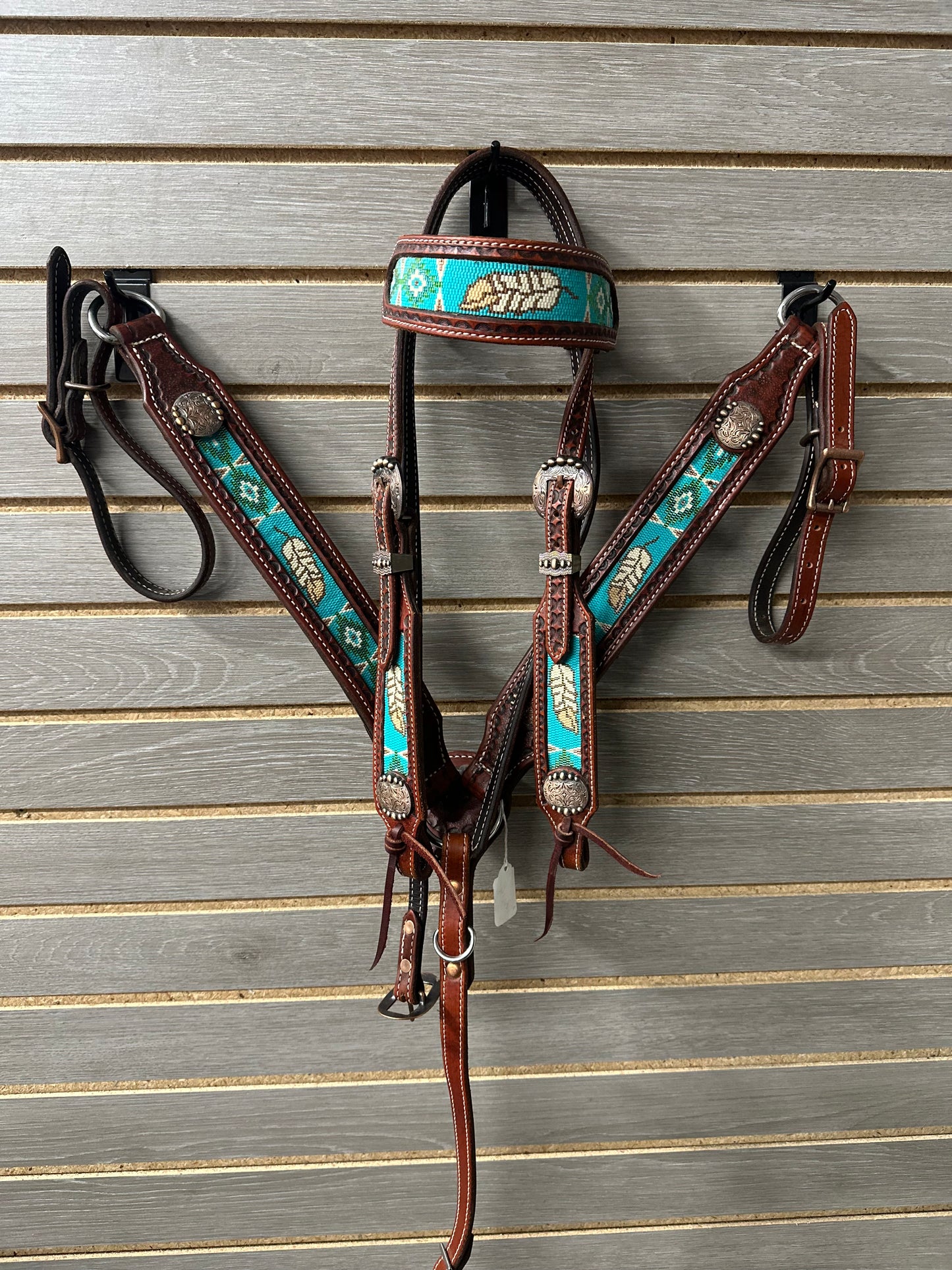 Rafter S. "Teal Feather Beaded" Tack Set
