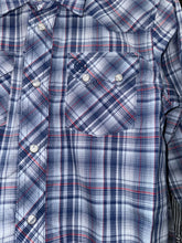 Load image into Gallery viewer, Wrangler Boy&#39;s Retro Ole Blue Plaid Western Shirt
