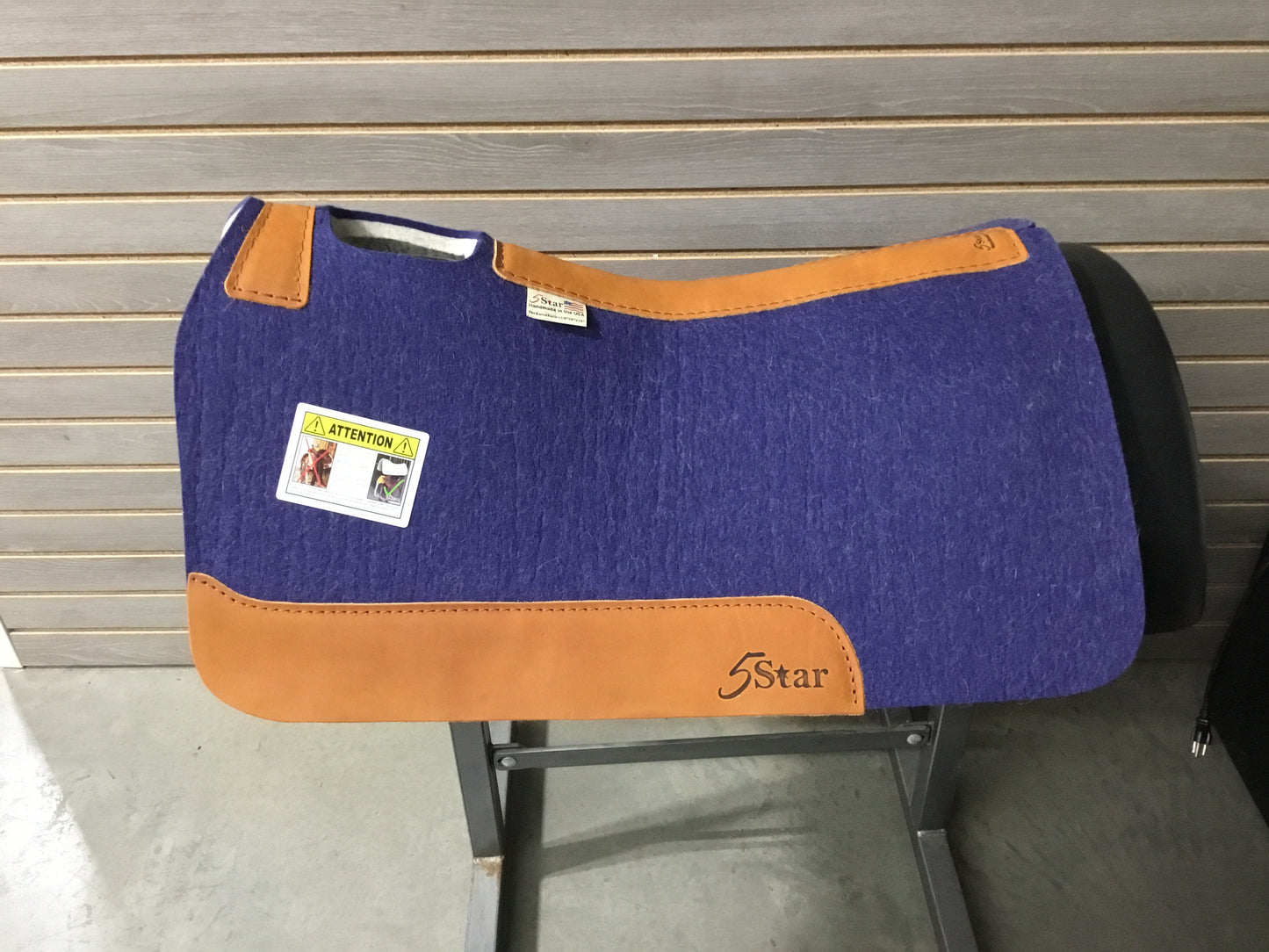 5 Star Barrel Racer Saddle Pad (Navy With Plain Wear Leathers) 30X28