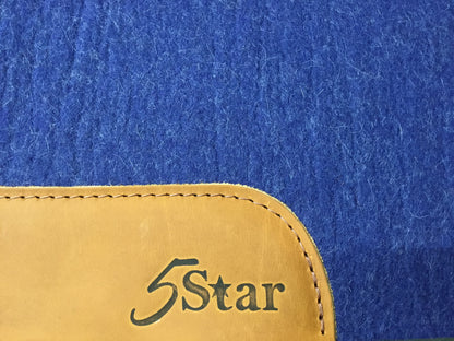 5 Star Barrel Racer Saddle Pad (Navy With Plain Wear Leathers) 30X28