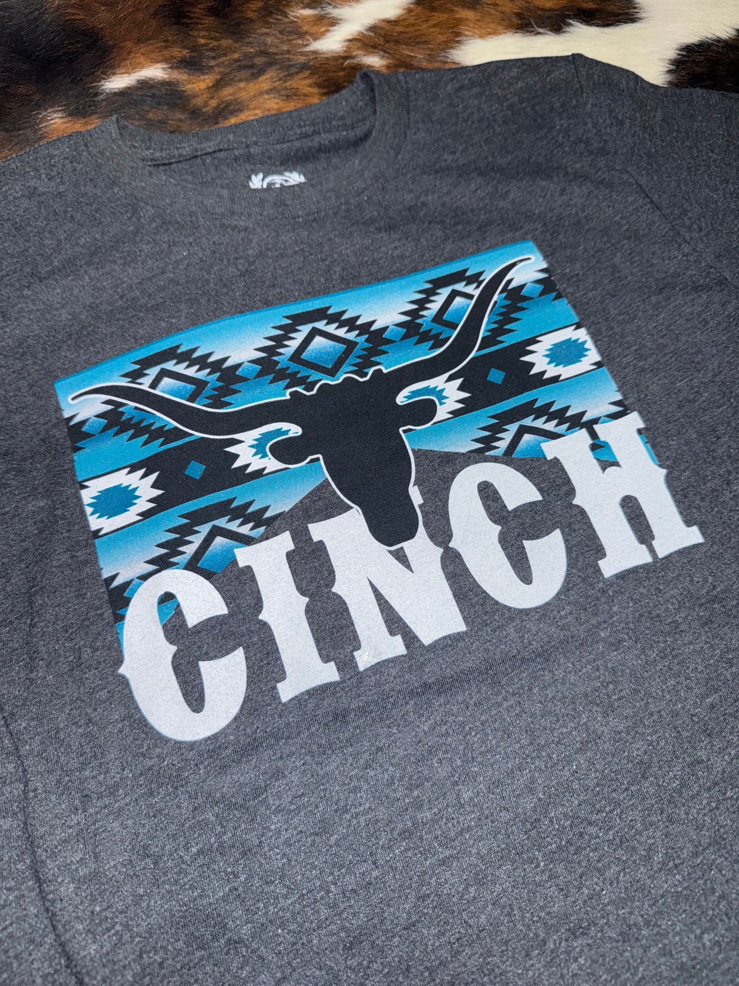 Cinch Boy's Heather Charcoal Southwest Longhorn T-Shirt