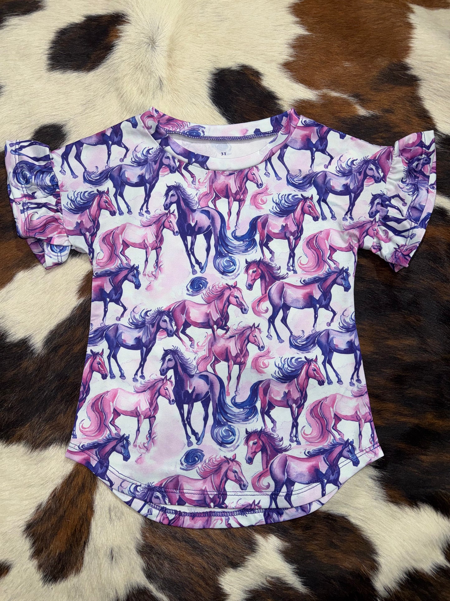 Cowgirl Hardware Toddler Girl's Horse Herd Bell Sleeve T-Shirt