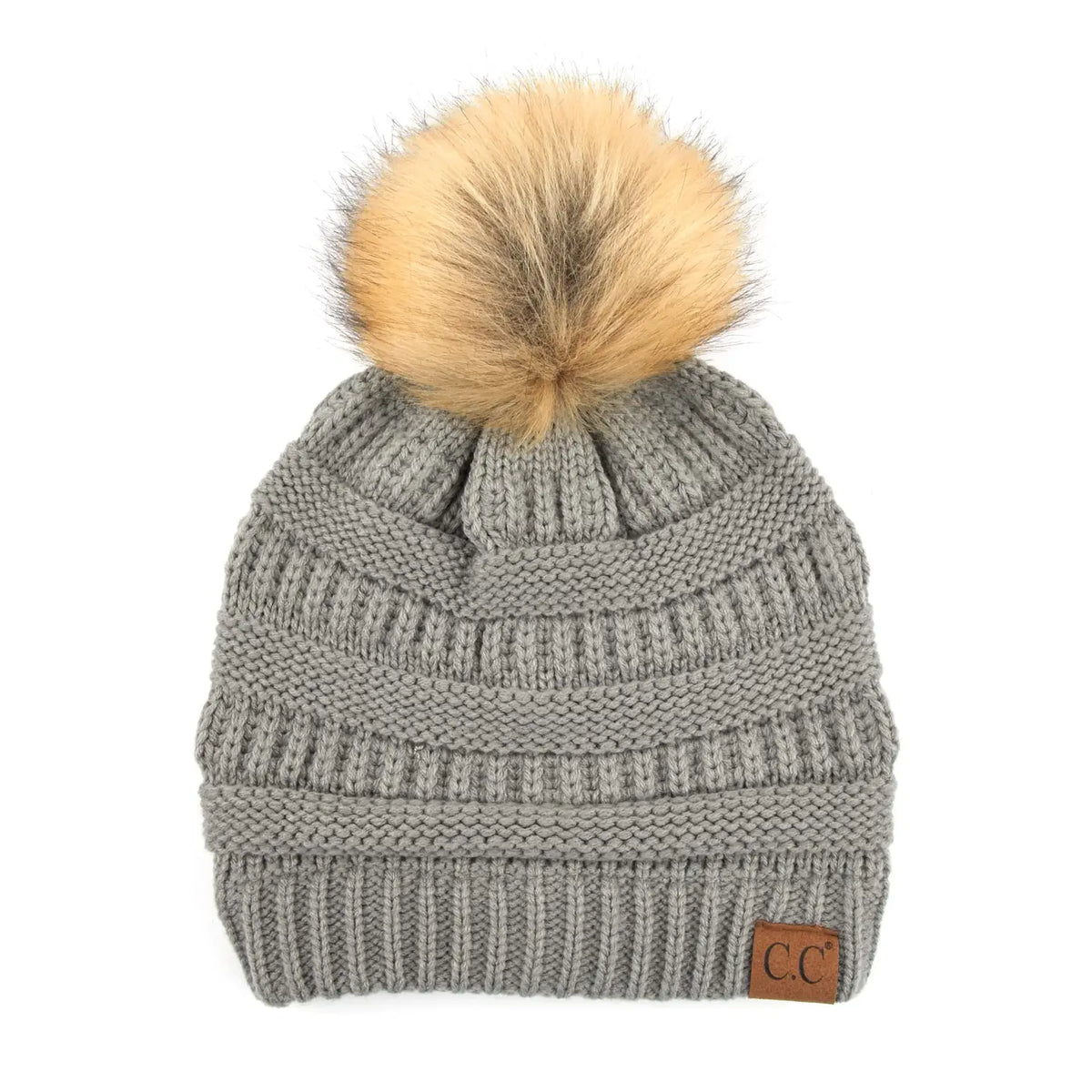 C.C Beanie with Faux Fur Pom