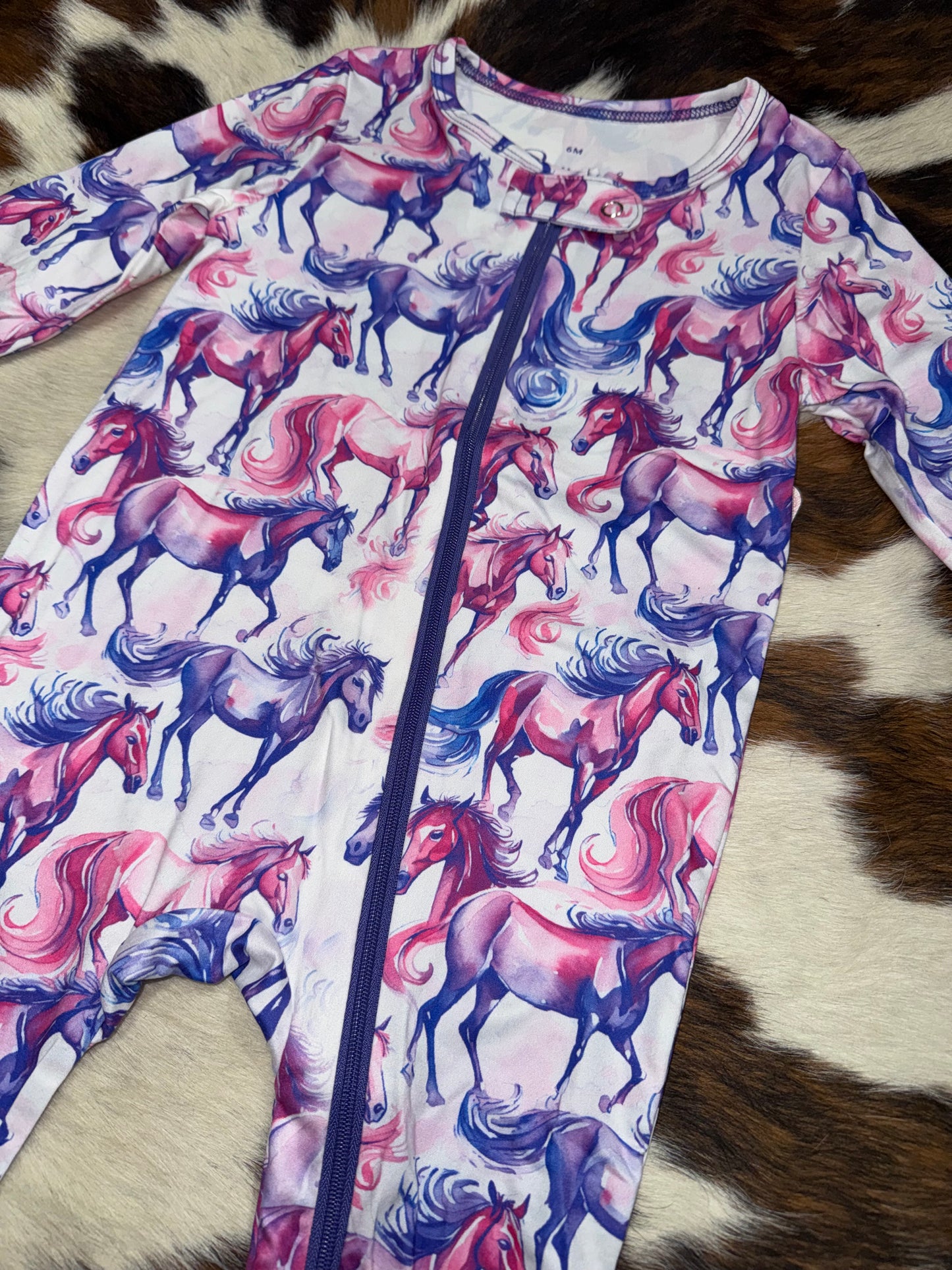 Cowgirl Hardware Infant Purple Wild Horse Romper