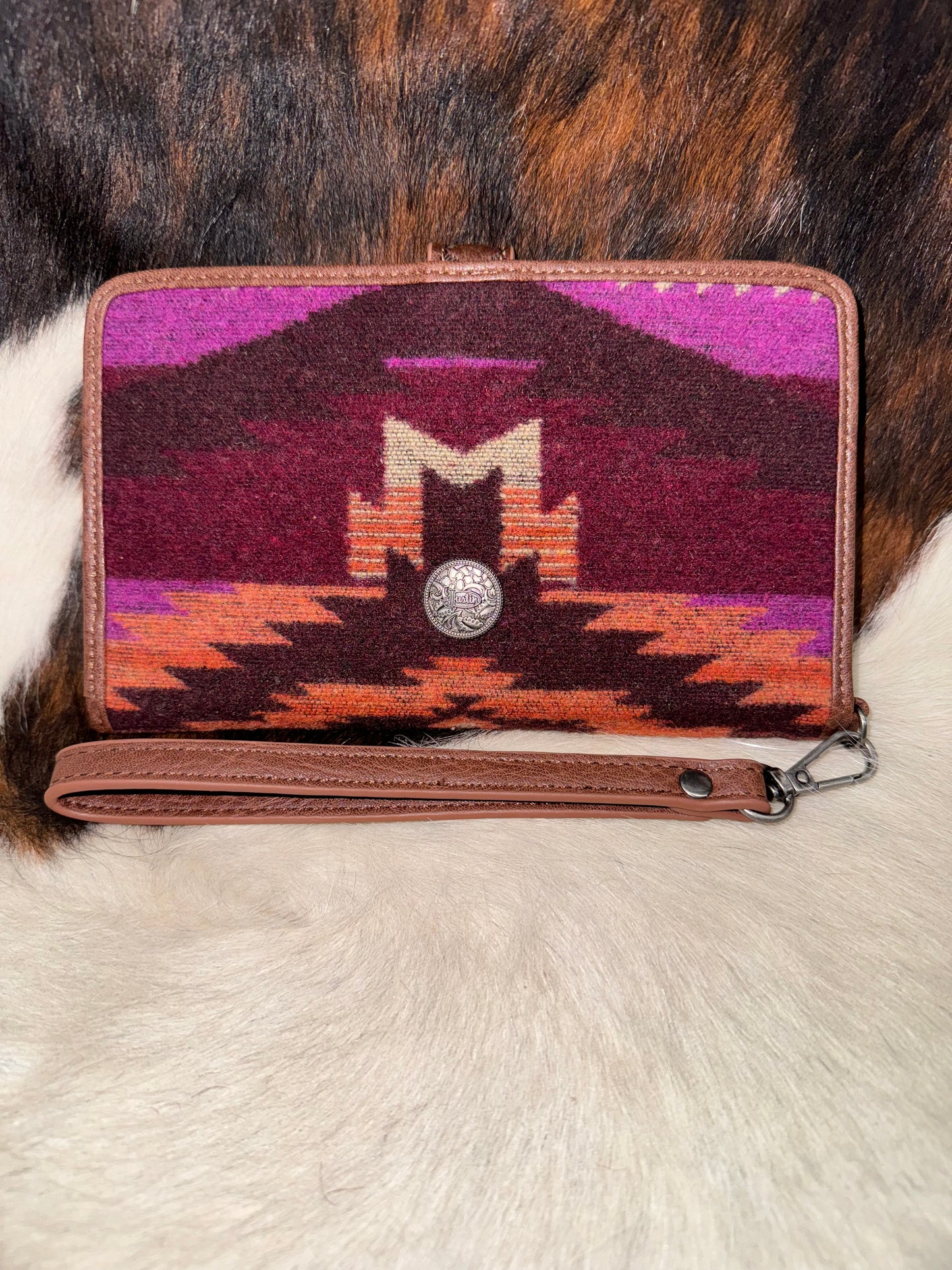 Justin Large Wooly Purple Aztec Wallet