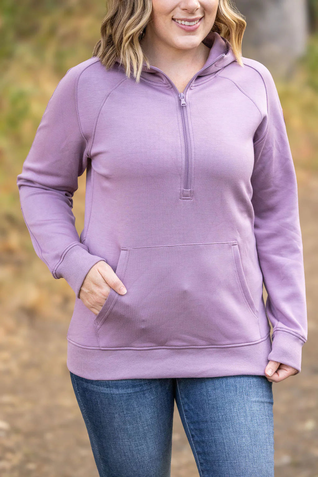 Michelle Mae Women's Lavender Scuba ½ Zip Hoodie