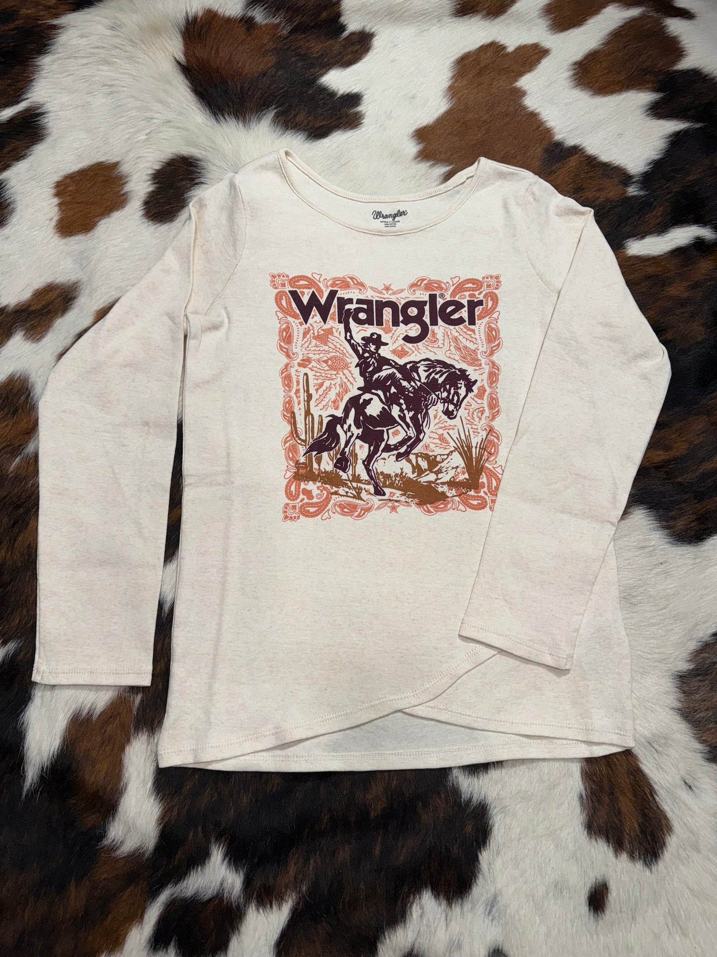 Wrangler Girl's Oat Buckin' Cowgirl Long Sleeve T-Shirt