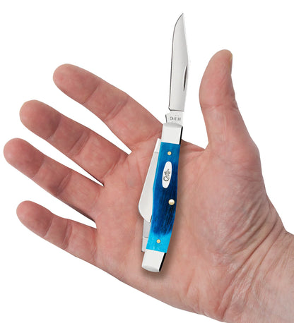 Case Sawcut Jigged Caribbean Blue Bone Medium Stockman Knife