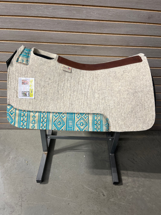 5 Star Barrel Racer Saddle Pad (Blue & Gold Navajo Wear Leathers) 30X28