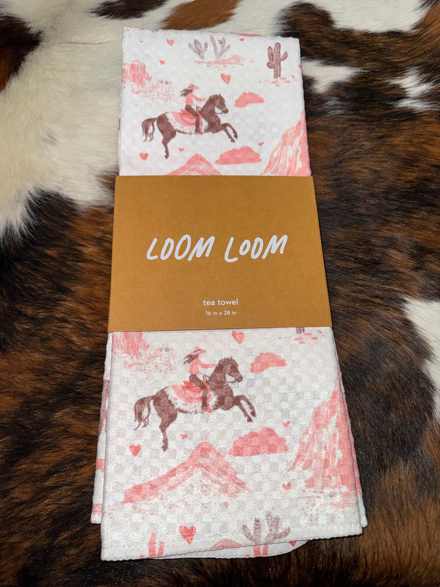Pink Cowgirls- Loom Loom Kitchen Tea Towel