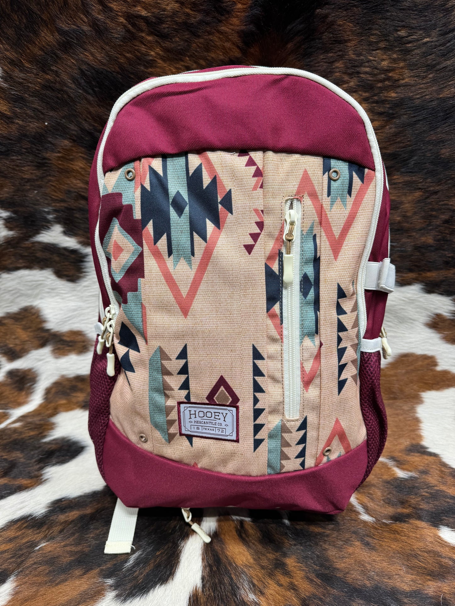 Hooey Rockstar Cream Aztec w/ Burgundy Backpack