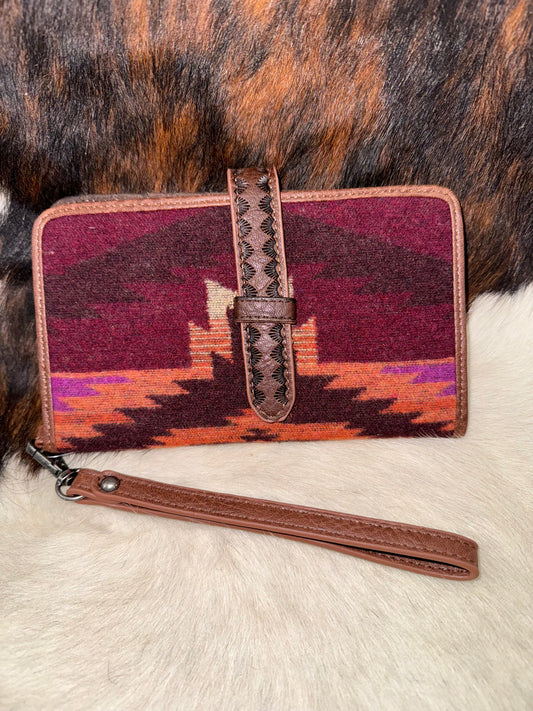 Justin Large Wooly Purple Aztec Wallet