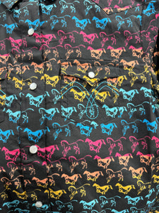 Panhandle Girl's Rainbow Horses Western Shirt