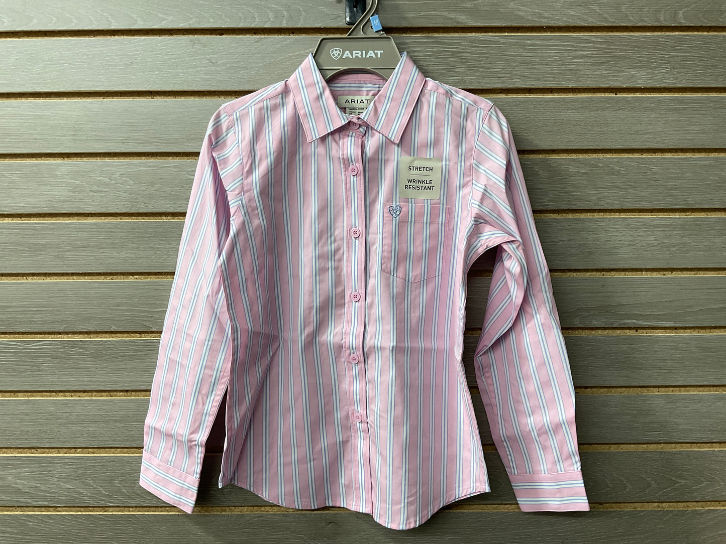 Ariat Girl's Kirby Pink Lavender Stripe Western Shirt
