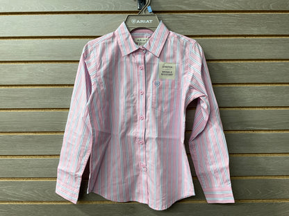Ariat Girl's Kirby Pink Lavender Stripe Western Shirt