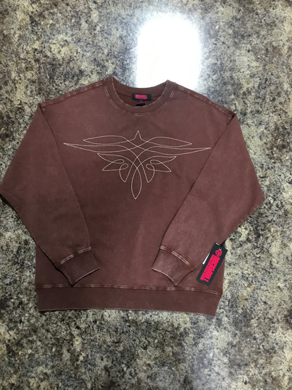 Rock & Roll Women's Burgundy Bootstitch Pullover
