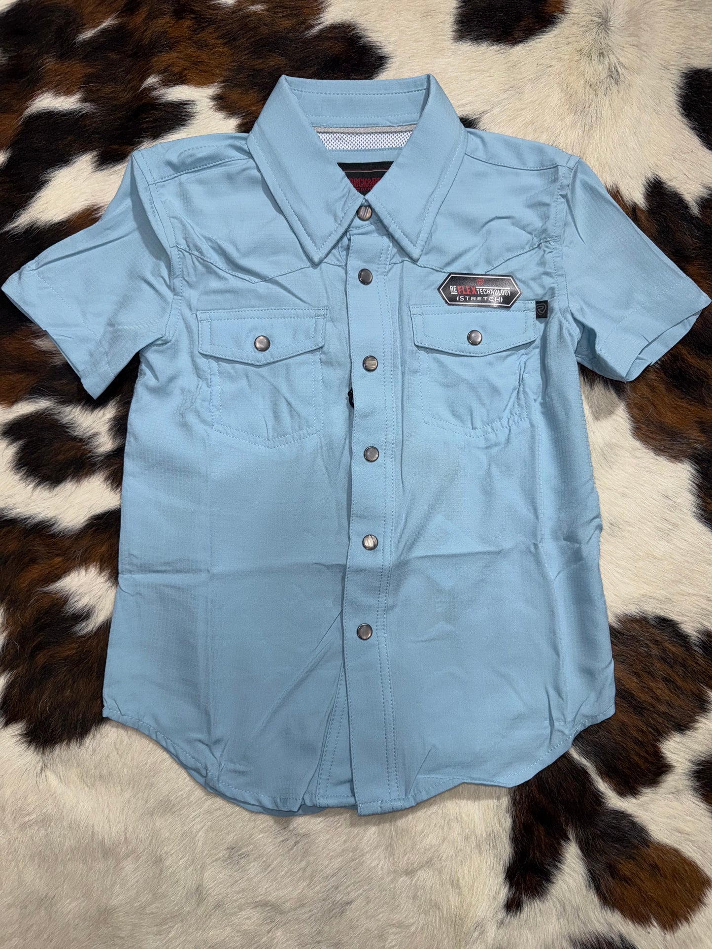 Rock & Roll Girl's TEK Aqua Short Sleeve Western Shirt