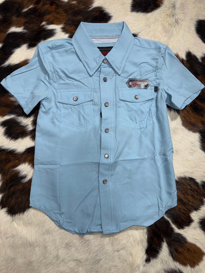 Rock & Roll Girl's TEK Aqua Short Sleeve Western Shirt