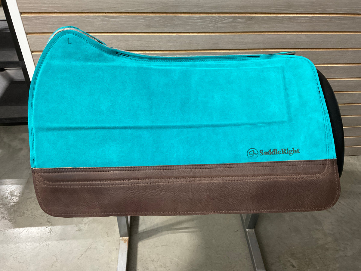 SaddleRight Legacy Saddle Pad 29" x 32" - Jade Suede & Chocolate Grizzly