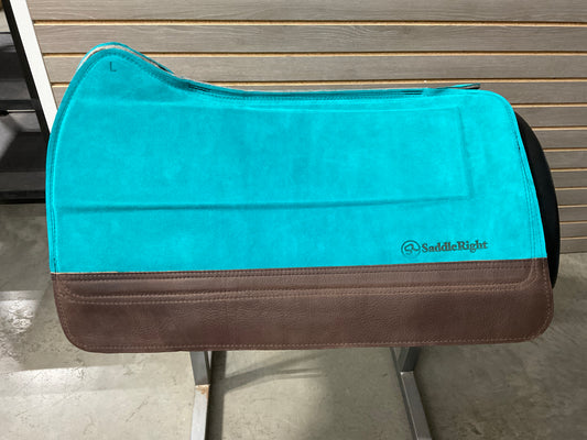 SaddleRight Legacy Saddle Pad 29" x 32" - Jade Suede & Chocolate Grizzly