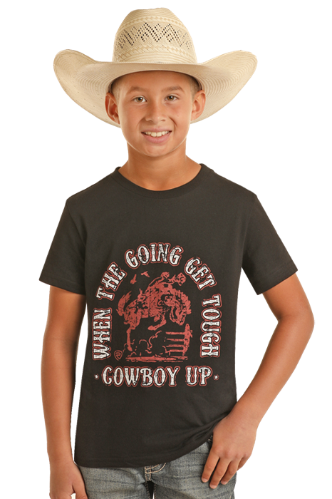 Rock & Roll Boy's Black Cowboy Up T-Shirt